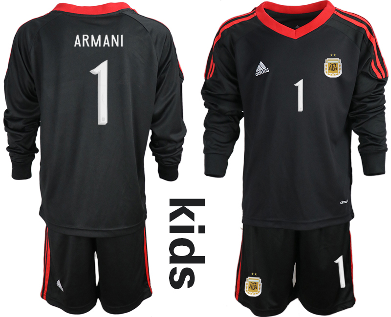 Youth 2020-2021 Season National team Argentina goalkeeper Long sleeve black #1 Soccer Jersey